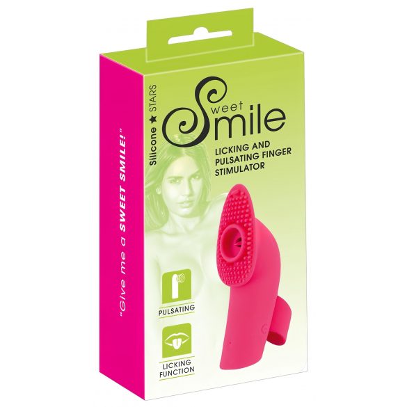 / SMILE Licking - vibrator za prste na baterije, zračni valovi i jezik (ružičasti) 