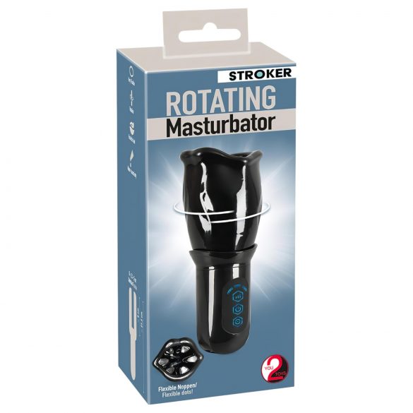 STROKER Rotating - akumulatorski, rotirajući umjetna usta masturbator (crna)