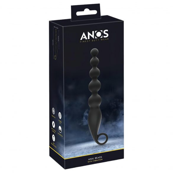 Anos Anal Beads - analne perle s vibracijom (crne) 