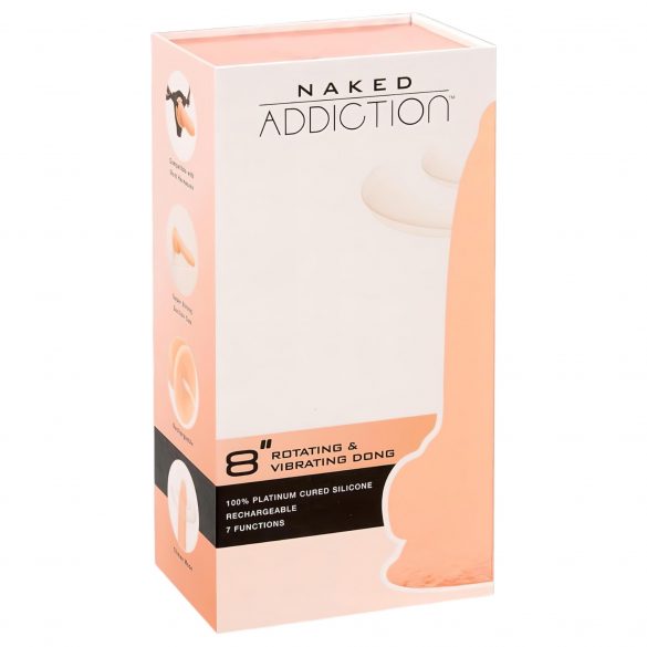 Naked Addiction Rotating 8 - bežični, rotirajući vibrator (20cm) - prirodni 