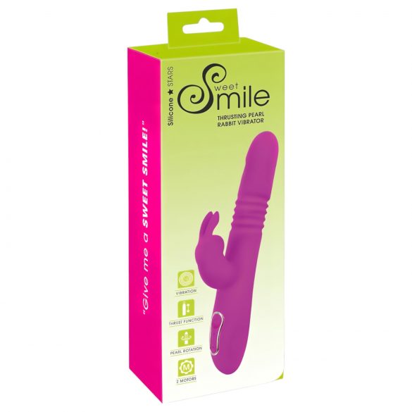 SMILE Rabbit - vibrator na baterije s klitorisnom rukom (roza) 