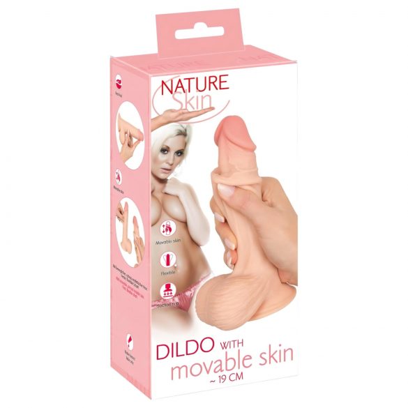 Nature Skin - dildo s kožom - 19cm (prirodna) 