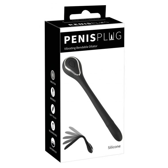 Penis Plug Dilator - uretralni vibrator na punjenje (0,6-1,1 cm) - crni 