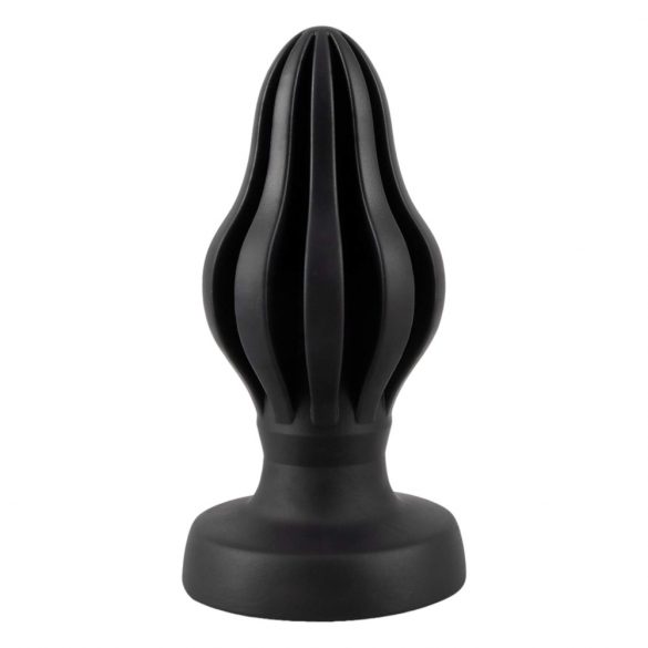 ANOS - super mekani, rebrasti analni dildo - 5cm (crni) 