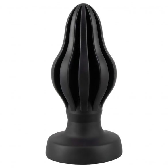 ANOS - super mekani, rebrasti analni dildo - 5cm (crni) 