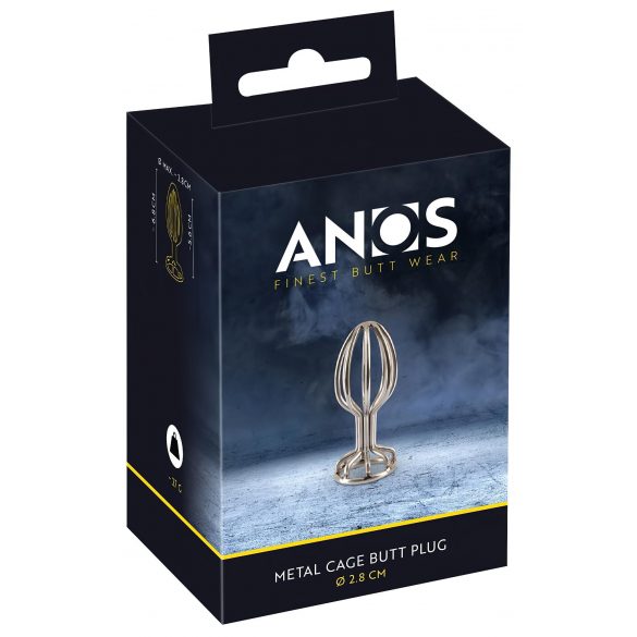 ANOS Metal (2,8 cm) - čelični analni dildo u kavezu (srebrni) 