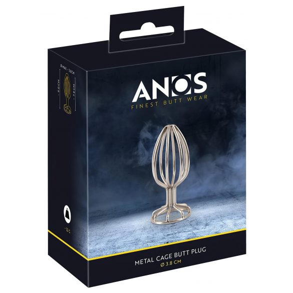 ANOS Metal (3.8cm) - analni dildo sa metalnim kavezom (srebrni) 