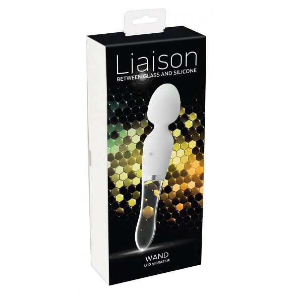 Liaison Wand - punjivi LED vibrator od silikonskog stakla (prozirno-bijeli) 