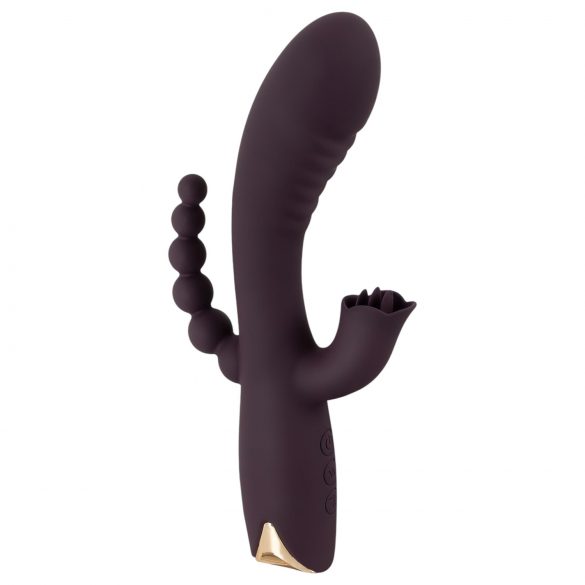 Javida - 3u1 vibrator s kuglicama i jezikom (ljubičasti)