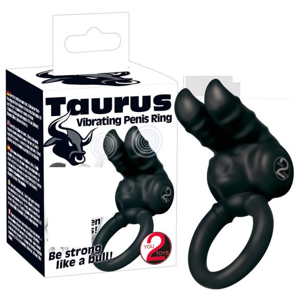 You2Toys - Taurus - vibrirajući prsten za penis s dvostrukim motorom (crni) 