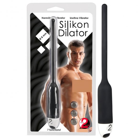 You2Toys - DILATOR - silikonski uretralni vibrator - crni (8 mm) 