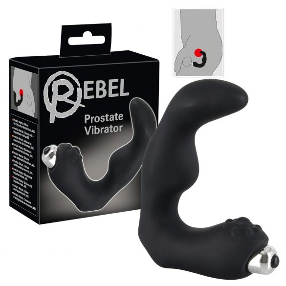 Rebel - zakrivljeni vibrator za prostatu (crni) 