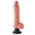 King Cock 10 savitljivi, testisi, vibrator sa vakuumom (25 cm) - prirodni 