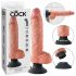 King Cock 10 savitljivi, testisi, vibrator sa vakuumom (25 cm) - prirodni 