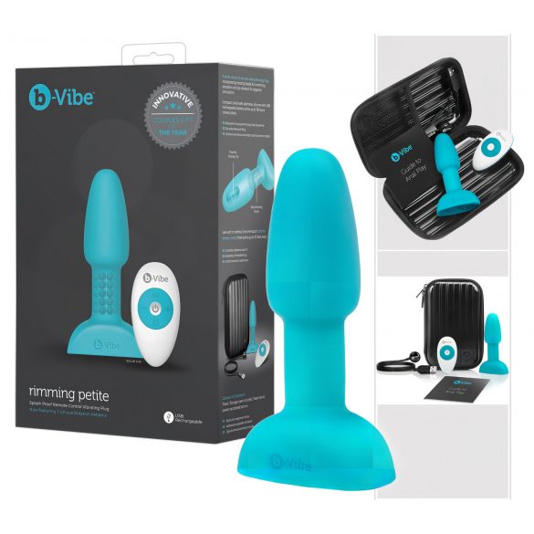 b-Vibe Rimming - rotacijski analni vibrator s kuglicama (tirkizna)