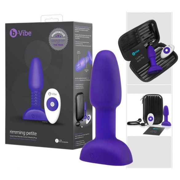 b-Vibe Rimming - rotirajući biserni analni vibrator (ljubičasti) 