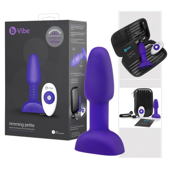 b-Vibe Rimming - rotirajući analni vibrator s kuglicama (ljubičasti)