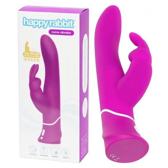 Happyrabbit Curve - vodootporni vibrator za klitoris na baterije (ljubičasti) 