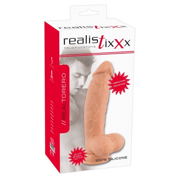 realistixxx Torero - rotirajući vibrator na baterije, realističan s vakuumskim čašicama (22 cm) 