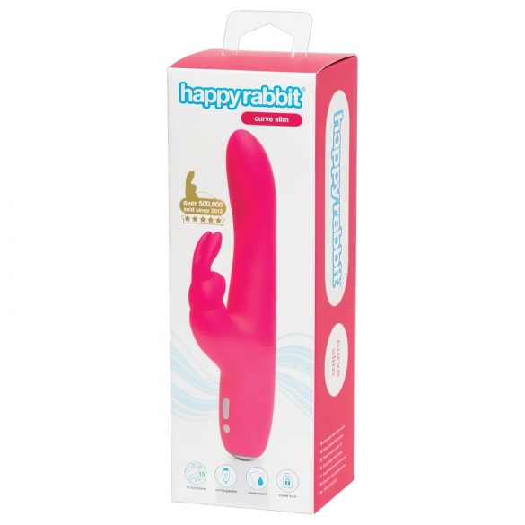 Happyrabbit Curve Slim - vodootporni vibrator za klitoris na baterije (ružičasti) 