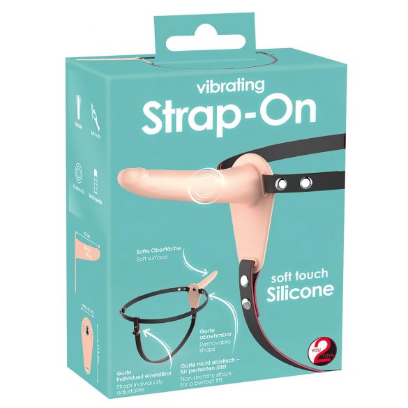 You2Toys - Strap-On - punjivi, strap-on vibrator (prirodni) 