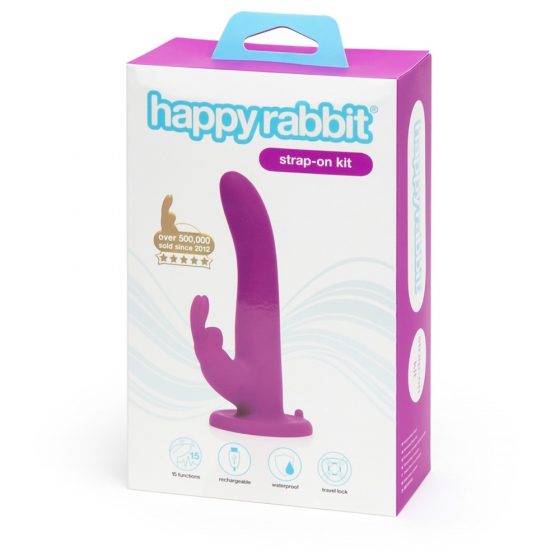 Happyrabbit Strap-On - vibrator sa zečićem na remen (ljubičasta)