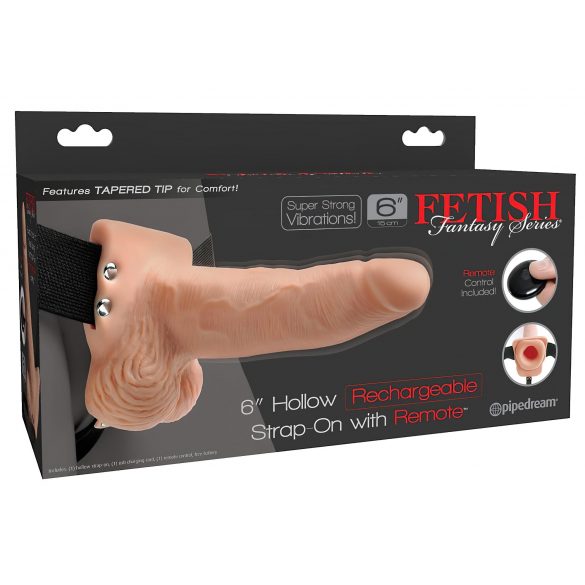 Fetish Strap-On 6 - bežični, strap-on, šuplji vibrator (prirodni) 