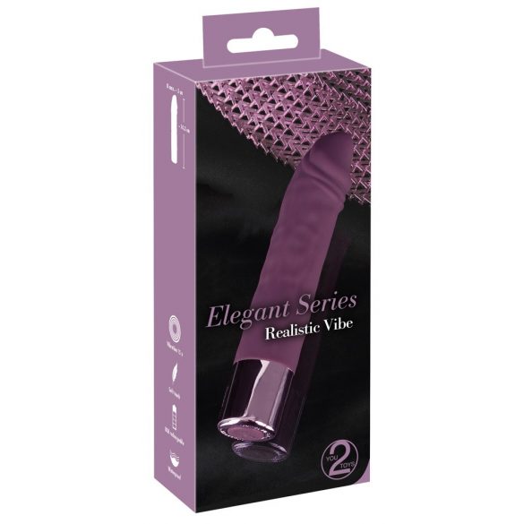 You2Toys Elegant Realistic - punjivi, vodootporni vibrator (ljubičasti) 