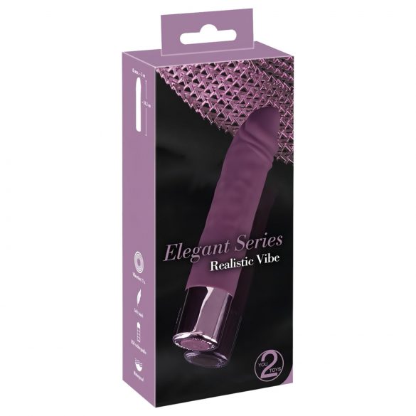 You2Toys Elegant Realistic - punjivi, vodootporni vibrator (ljubičasti) 