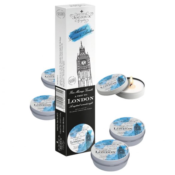 Petits Joujoux London masažna svijeća - rabarbara i jantar (5x43ml)