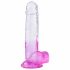 Sunfo - realistični testikularni dildo s ljepljivim potplatima - 22 cm (prozirno-ljubičasti) 