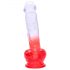 Sunfo - realistični testisi dildo s ljepljivim potplatom - 21 cm (prozirno-crveni) 