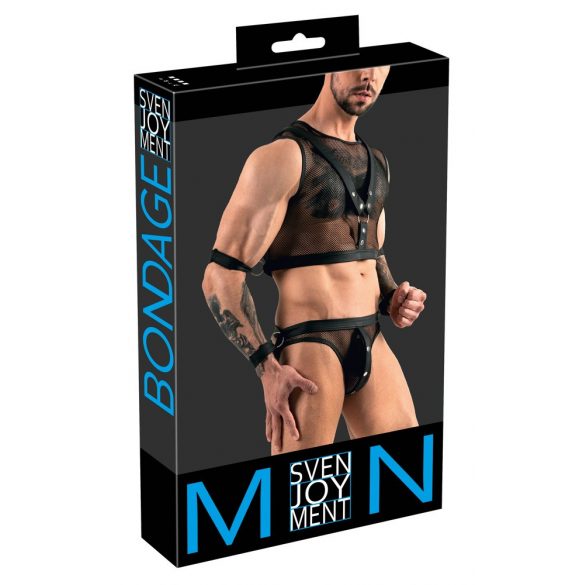 Svenjoyment Bondage - mrežasti muški gornji i donji dio (crni)  - M