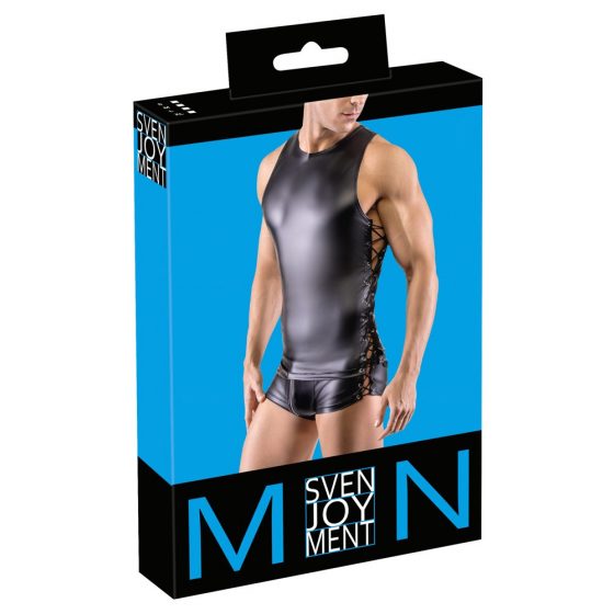Svenjoyment - mat muška majica na vezivanje sa strane (crna)
