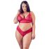 Cottelli Plus Size - set grudnjaka od meke čipke (crveni) 