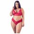 Cottelli Plus Size - set grudnjaka od meke čipke (crveni) 