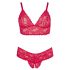 Cottelli Plus Size - set grudnjaka od meke čipke (crveni) 