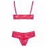 Cottelli Plus Size - set grudnjaka od meke čipke (crveni) 