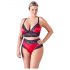 Cottelli Plus Size - čipkasti-satenski grudnjak set (crno-crveno)