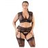 Cottelli Plus Size - set donjeg rublja s čipkom i štrasom (crni)