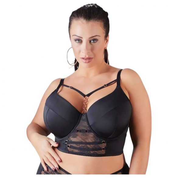 Cottelli Plus Size - grudnjak s čipkastim naramenicama (crni) - 90D