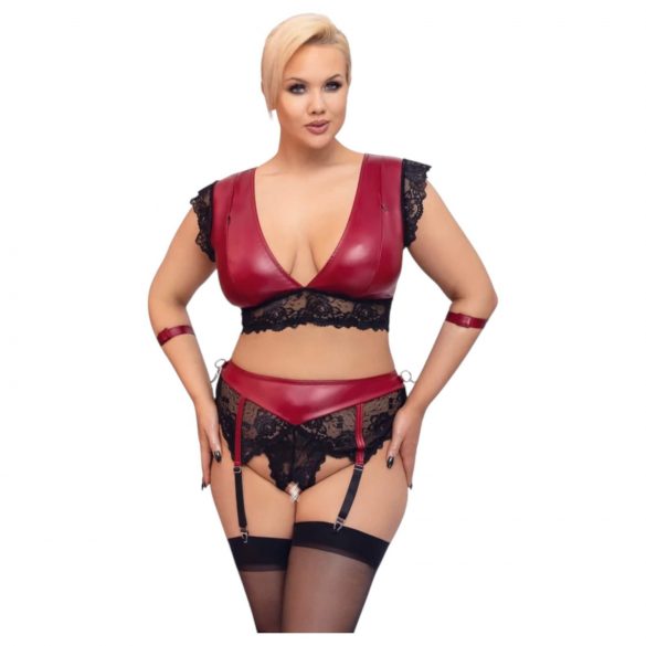 Cottelli Bondage Plus Size - čipkasti grudnjak (crveno-crni) 