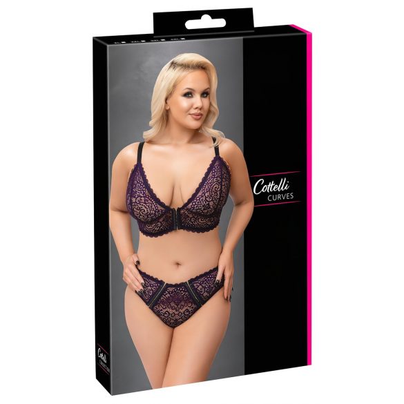 Cottelli Curves Plus Size - set grudnjaka s prozirnim uzorkom (ljubičasti) 