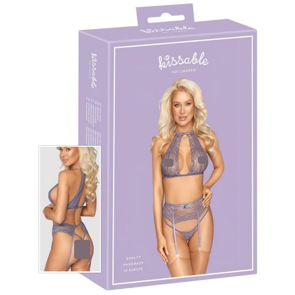 Kissable - čipkasti komplet donjeg rublja (ljubičasta) - L/XL