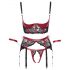 Cottelli Bondage - Mat, čipkasti push-up set (crveni) - L