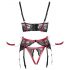 Cottelli Bondage - Mat, čipkasti push-up set (crveni) - L