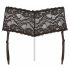 Cottelli Plus Size - Lace Garter Panties with Pearl Detail (Black) 