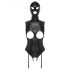 Bad Kitty - otvoreni body s maskom za glavu (crna) - M