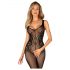 Obsessive G335 - prozirni, otvoreni mrežasti bodystocking (crni) - S-L