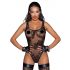 Noir - prozirni cvjetni body (crni) - L